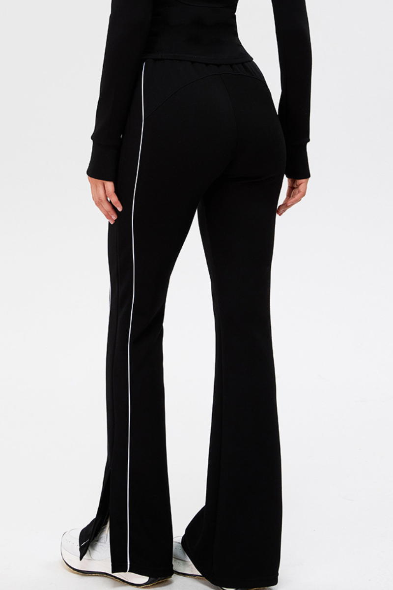 Women's Color-Block Strap Side Slit Yoga Flared Pants