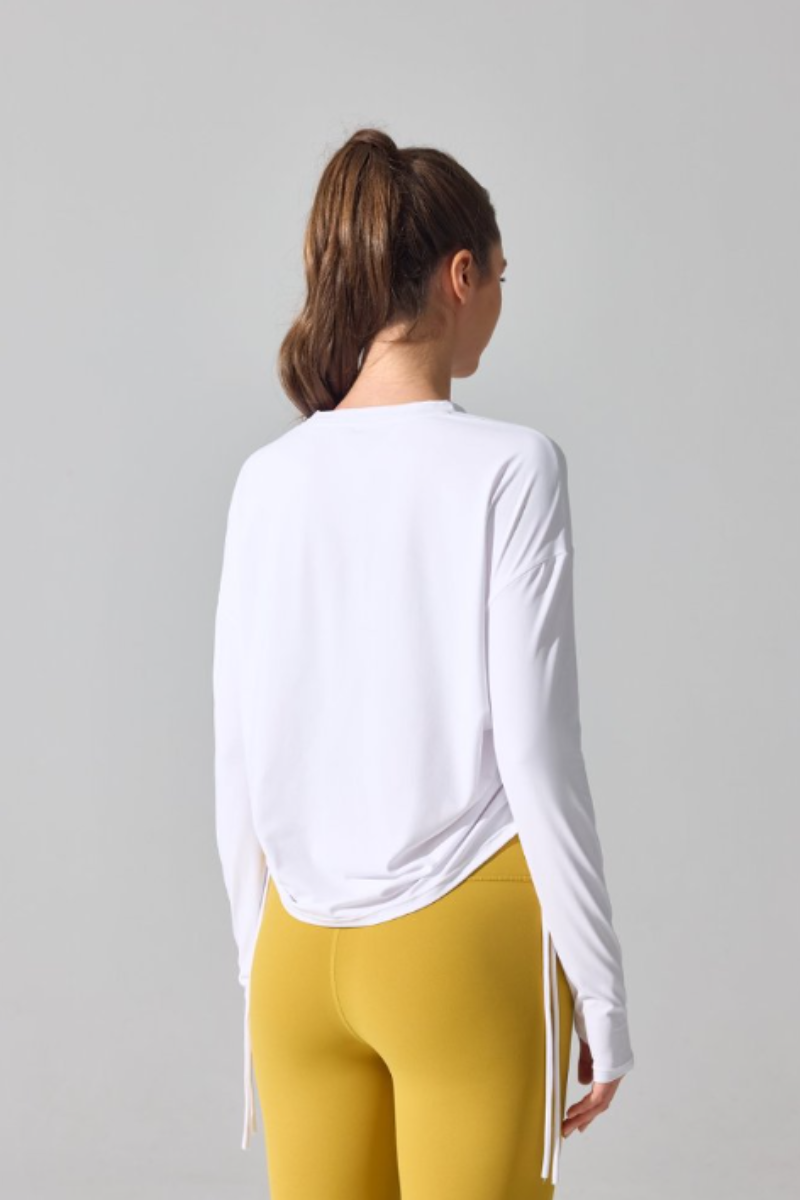 Women's Double Side Drawstring Thumb Hole Long Cover-Up