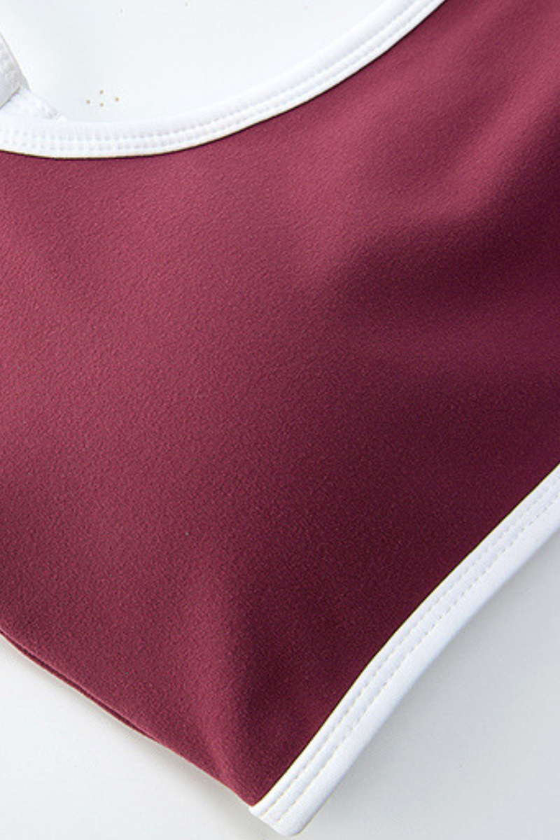 Women's Athletic Color-Block U-neck Adjustable Straps Bra