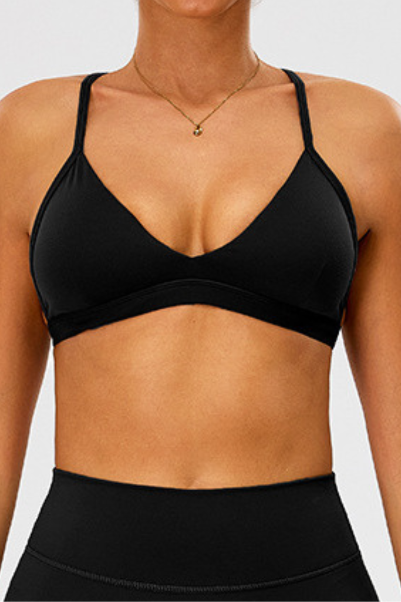Women's Athletic Triangle Cup Y-Back Deep V Yoga Bra