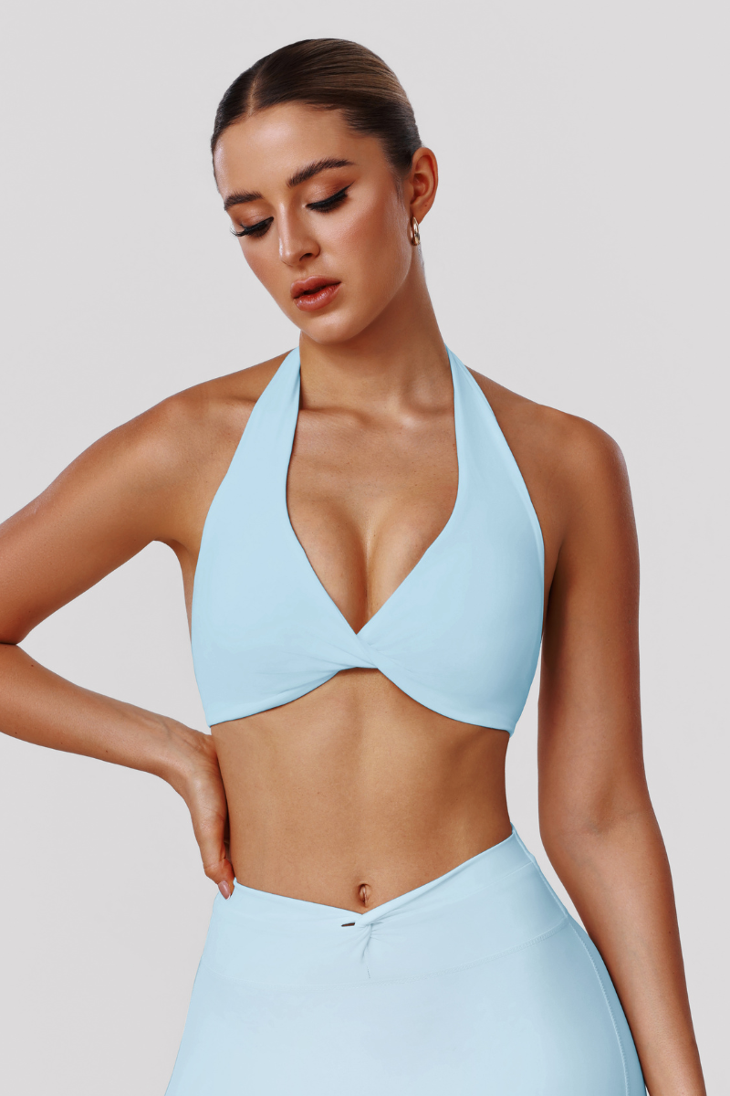 Women's Halter Wire-Free Built-in Pads Yoga Bra - Solid