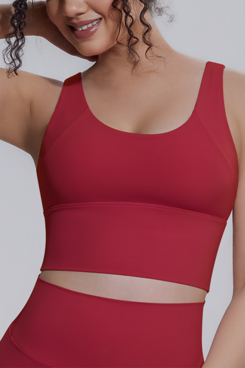 Women's Athletic V-back Wide Shoulder Straps Yoga Sports Bra