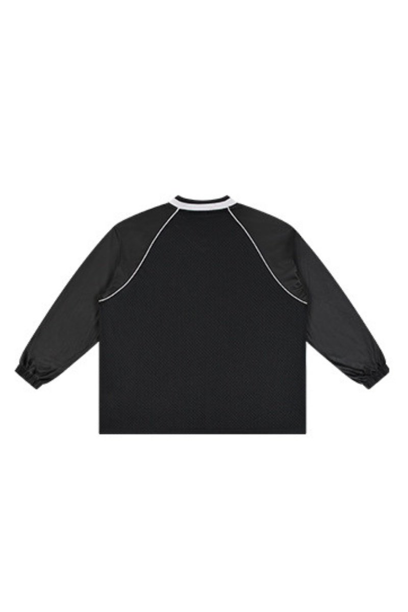 Unisex Mesh V-Neck Raglan Color Block Long Sleeve Jersey