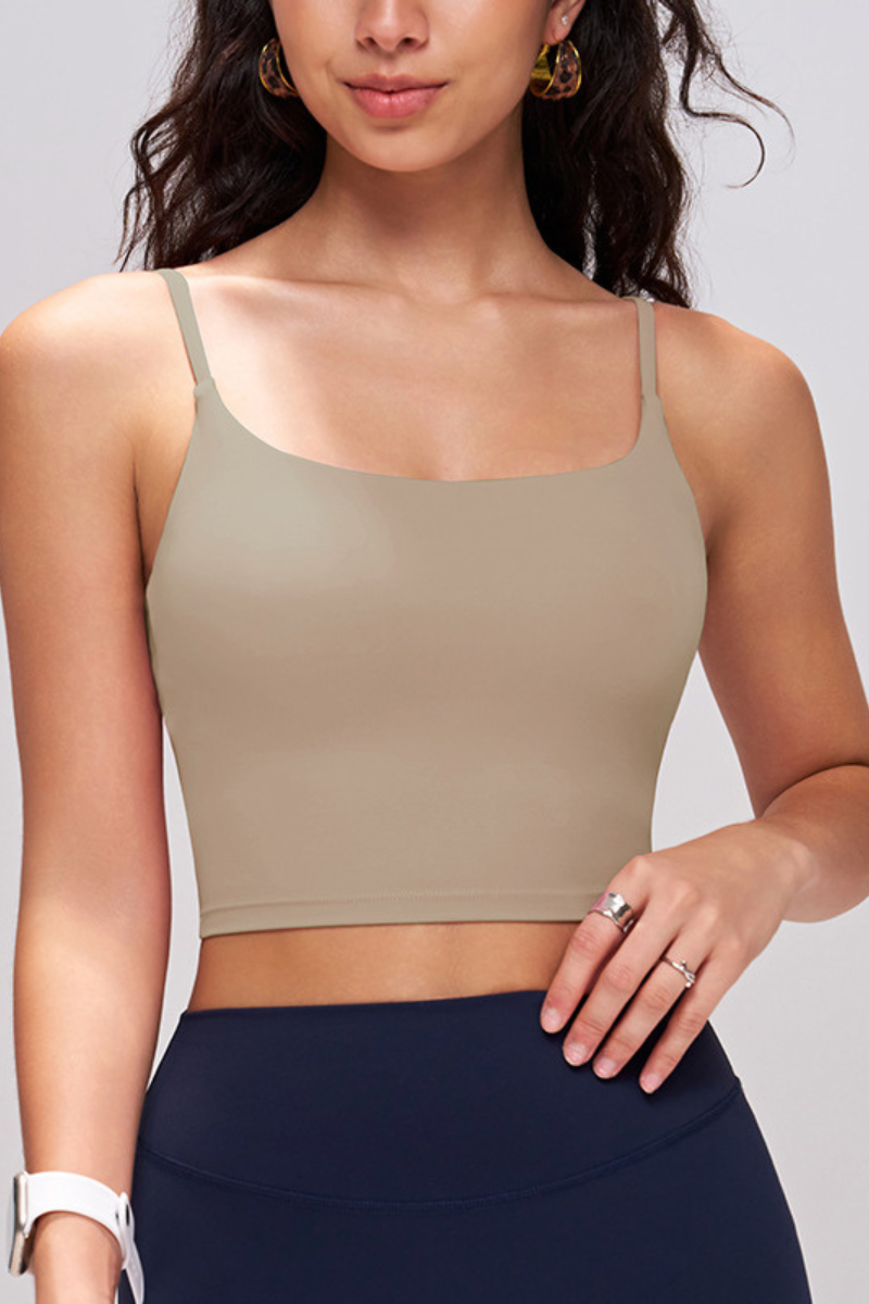 Women's Athletic Cross-back U-neck Solid Tank Top