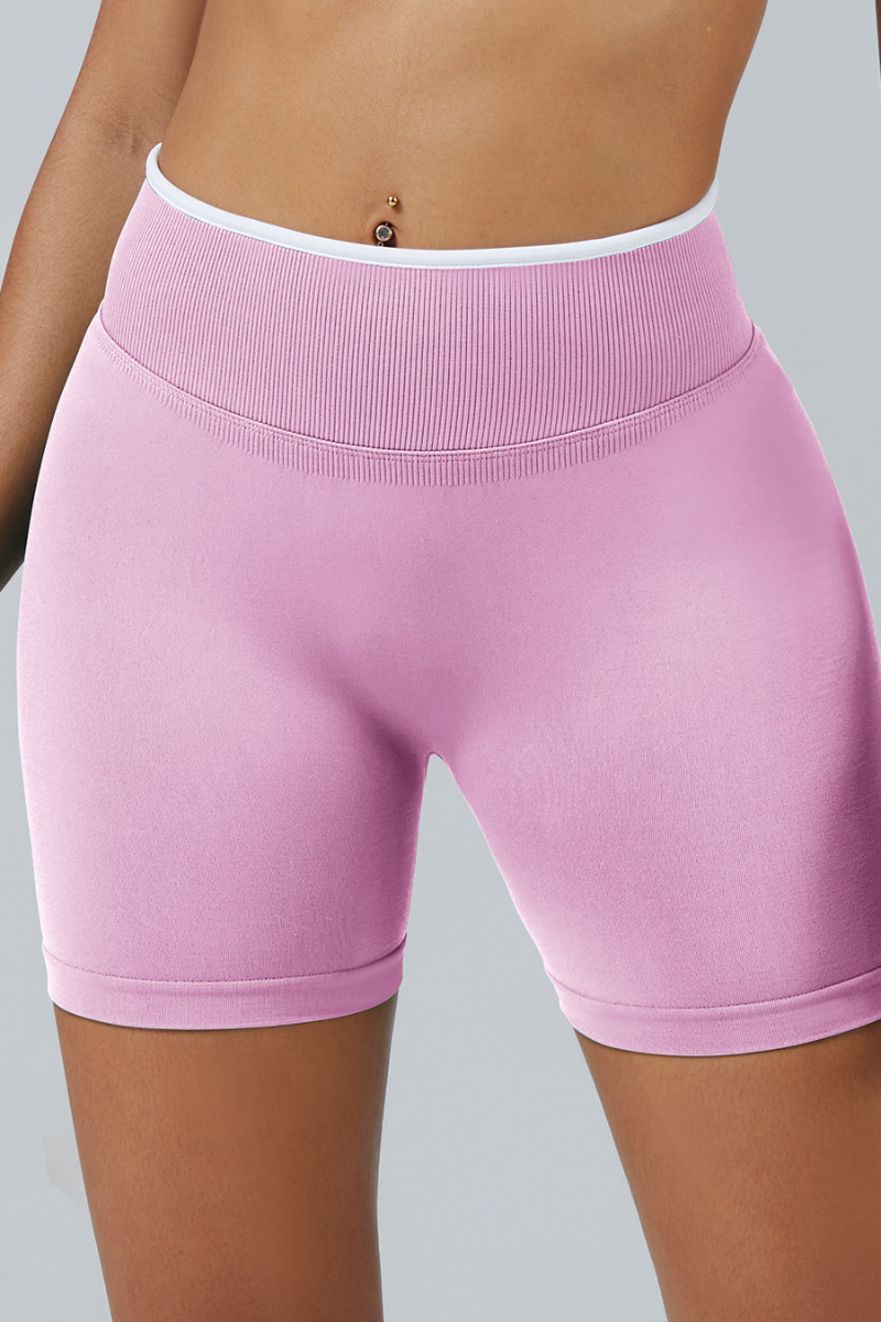 Women's Color Contrast Trim Seamless 3 Inch Yoga Shorts
