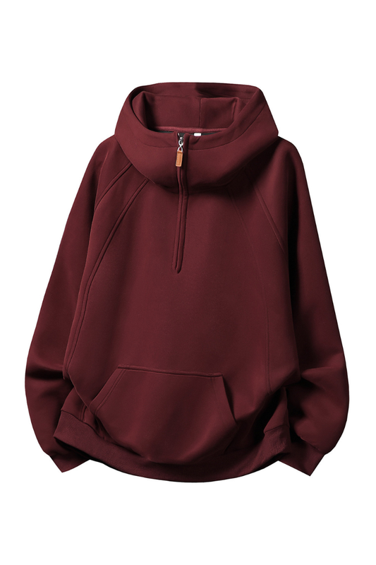 Unisex Fall/Winter Fleece-Lined Half-Zip Hooded Sweatshirt