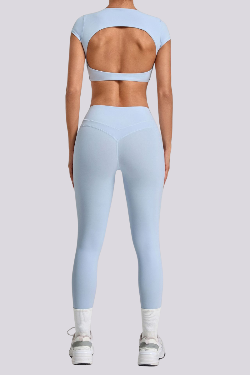 Women's Cut Out Cropped T-shirt And Leggings Yoga Sets