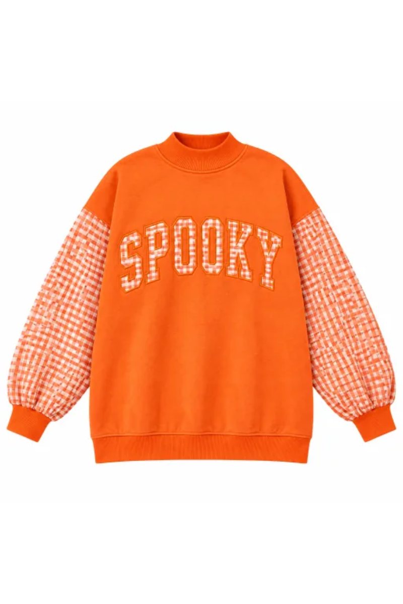 Women's Fall Christmas Letter Embroidery Mockneck Sweatshirt