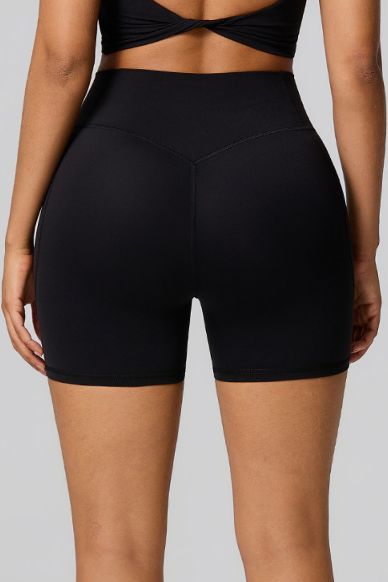 Women's High Waist Side Pocket Sculpting  Fit Yoga Shorts