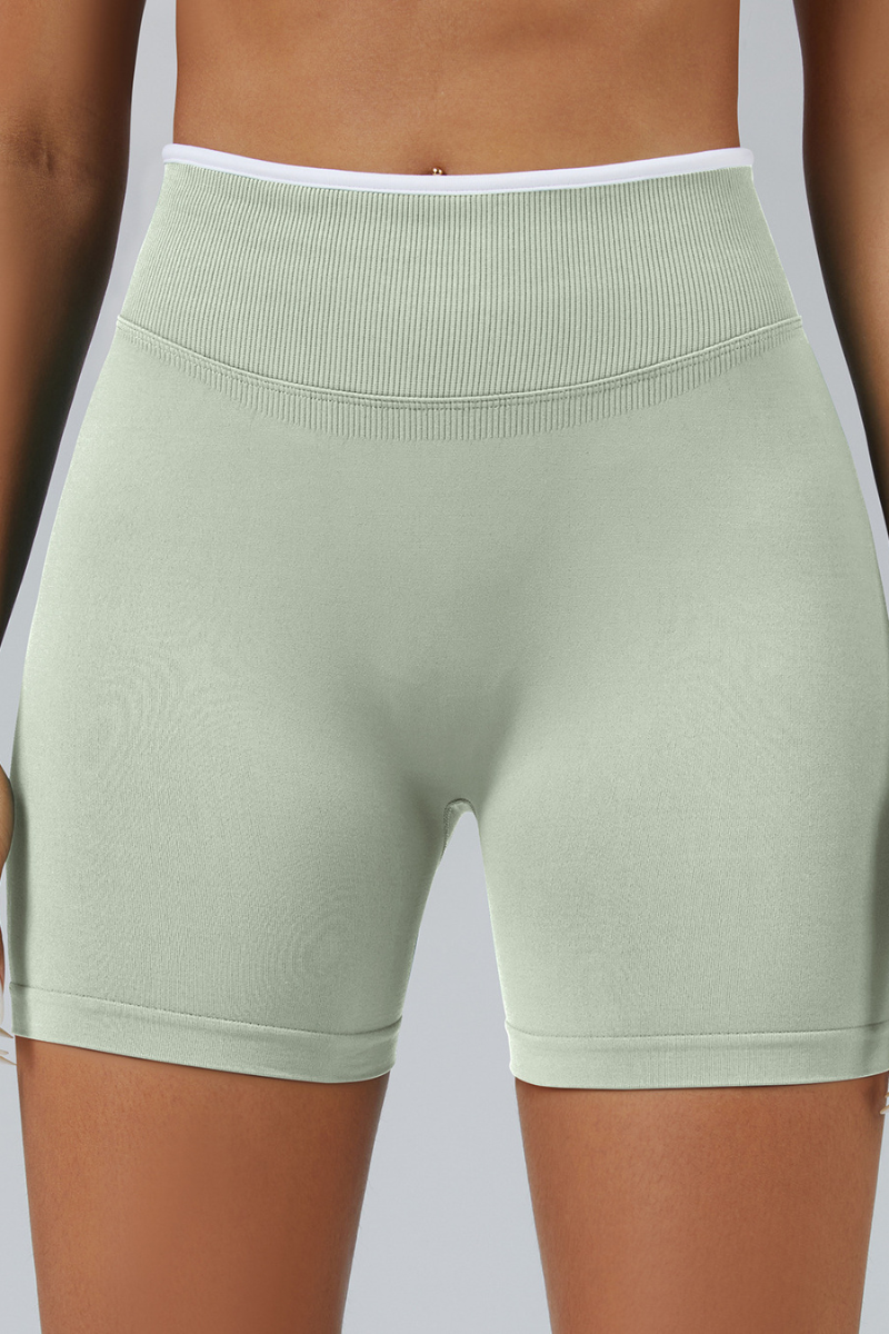 Women's Color Contrast Trim Seamless 3 Inch Yoga Shorts