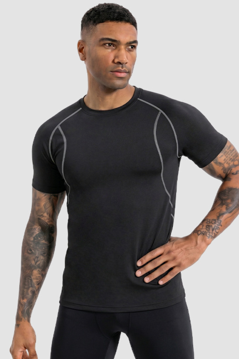 Men's Contrast Breathable Quick Dry Athletic Running T-Shirt