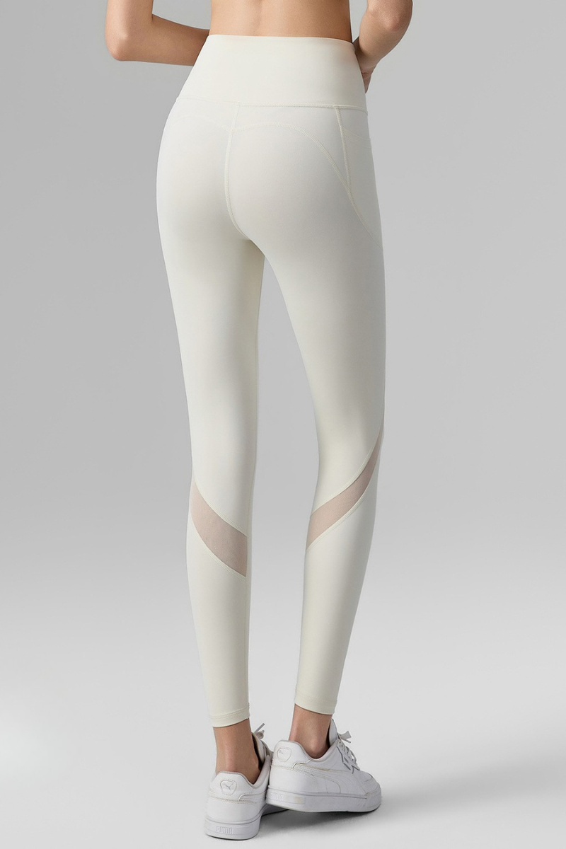 Women's Mesh-Panel High-Waisted Leggings with Side Pockets