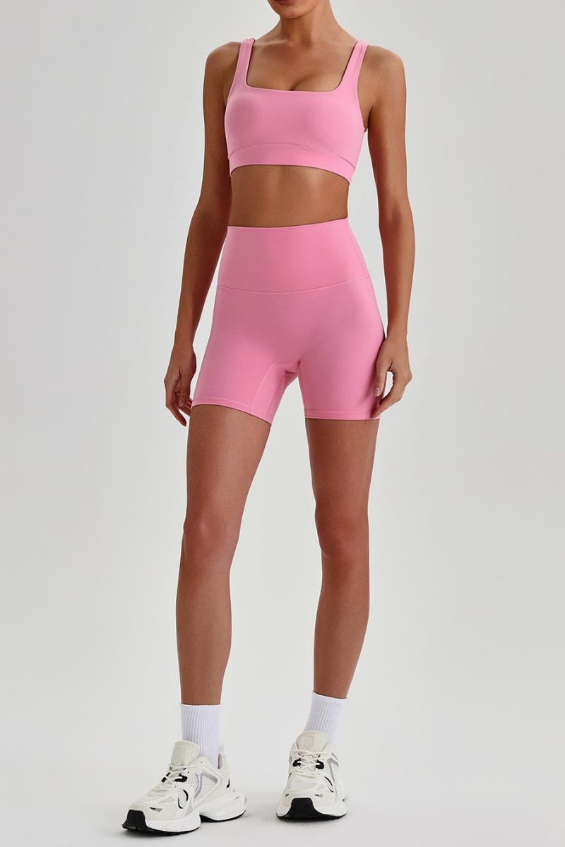 Women's  High Stretch Bra & No Front Seam Yoga Shorts Set