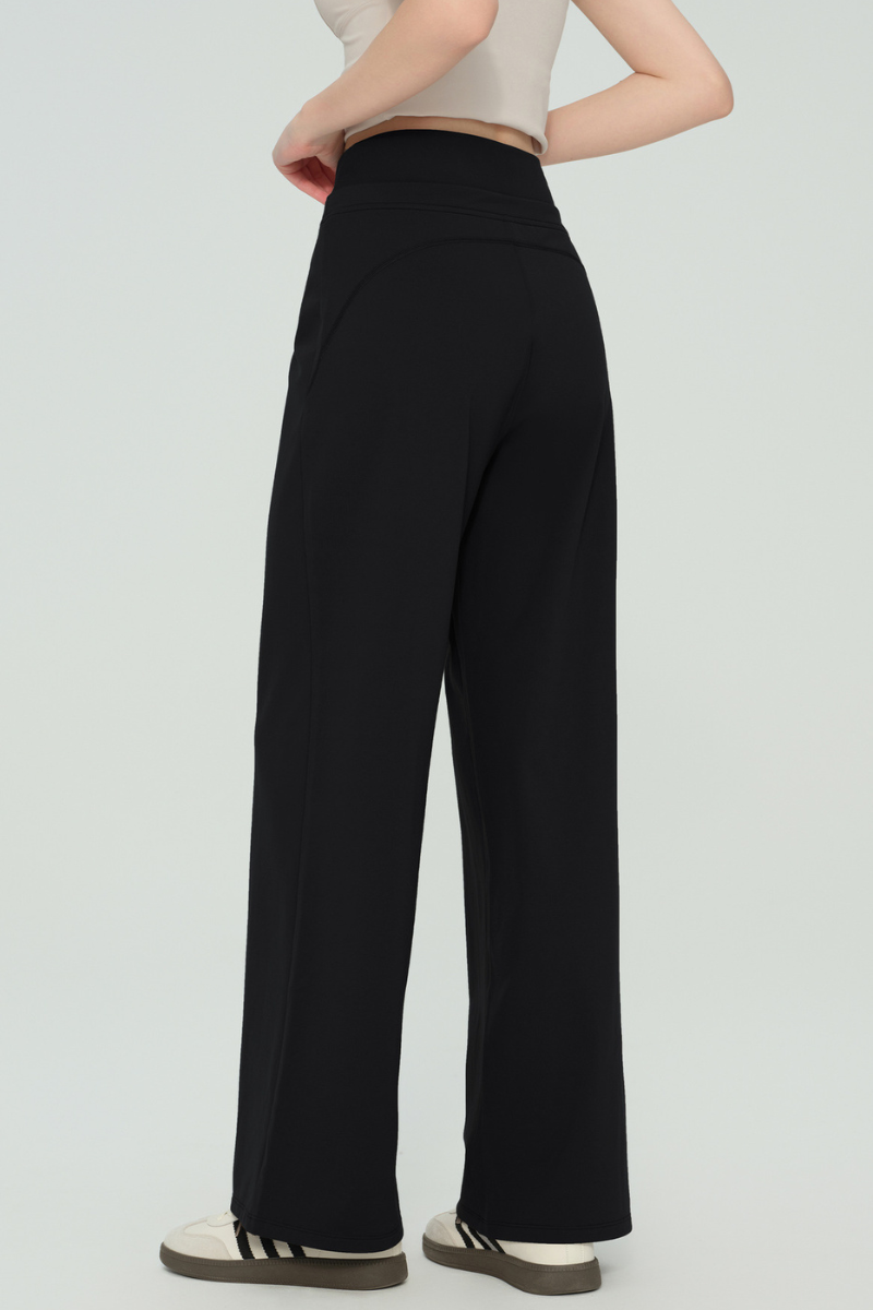 Women's Double Waist Drawstring Wide Straight Leg Yoga Pants