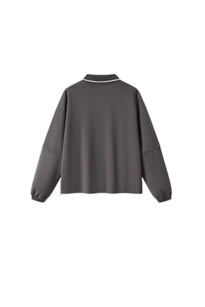 Women's Fall V-Neck Polo Collar Detachable-Sleeve Sweatshirt