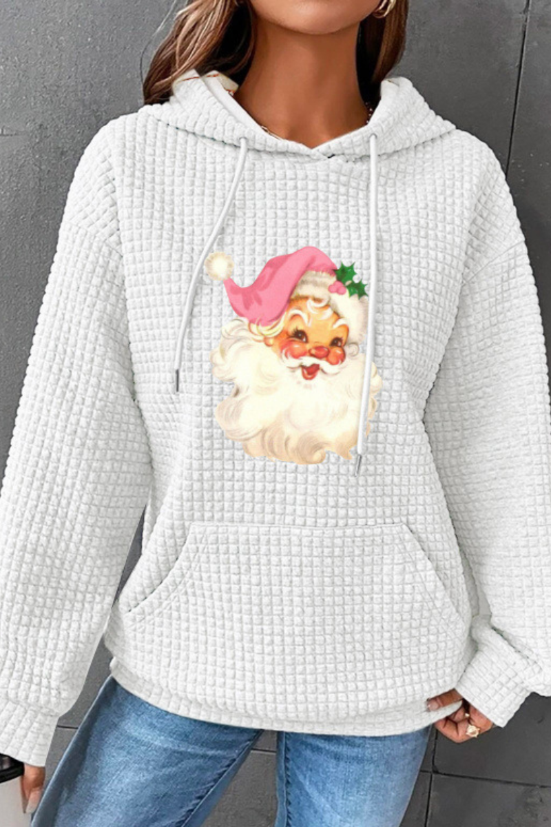Women's Fall/Winter Christmas Print Waffle Knit Hoodie