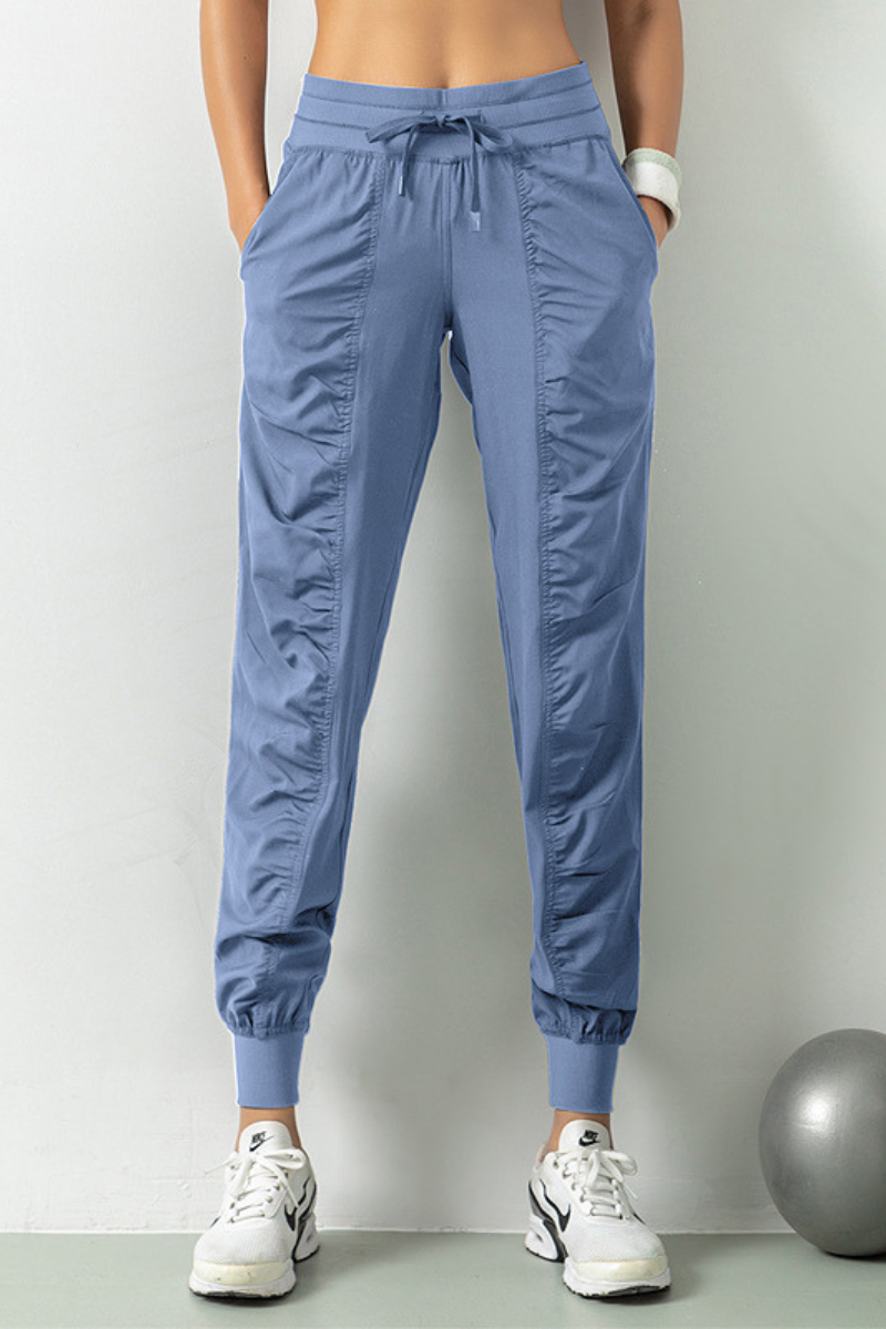 Women's Lightweig Drawstring Pocketed Ruched Side Joggers