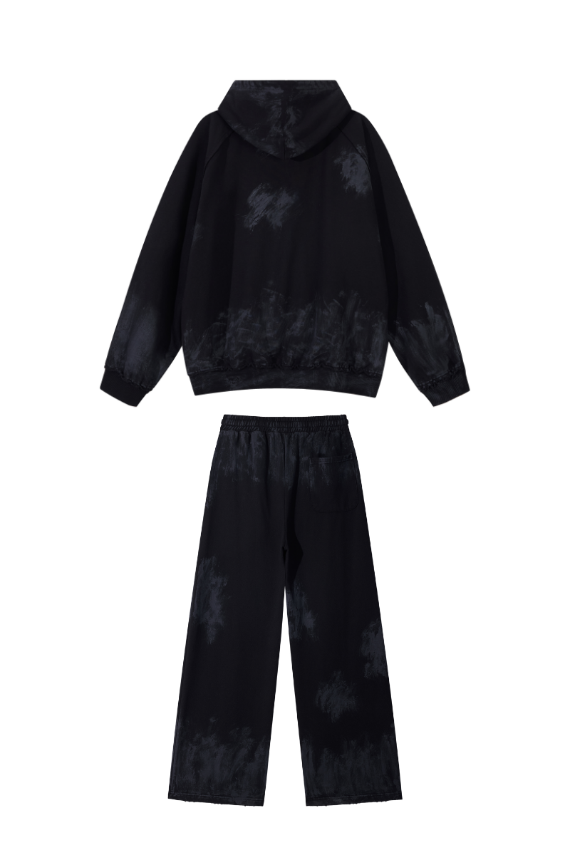Unisex Vintage Fall Set: Washed Hoodie & Wide-Leg Sweatpants