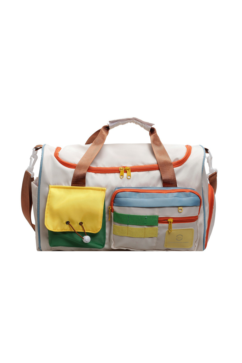 Dopamine Color Block  Travel Duffel Bag with Multi-Pockets