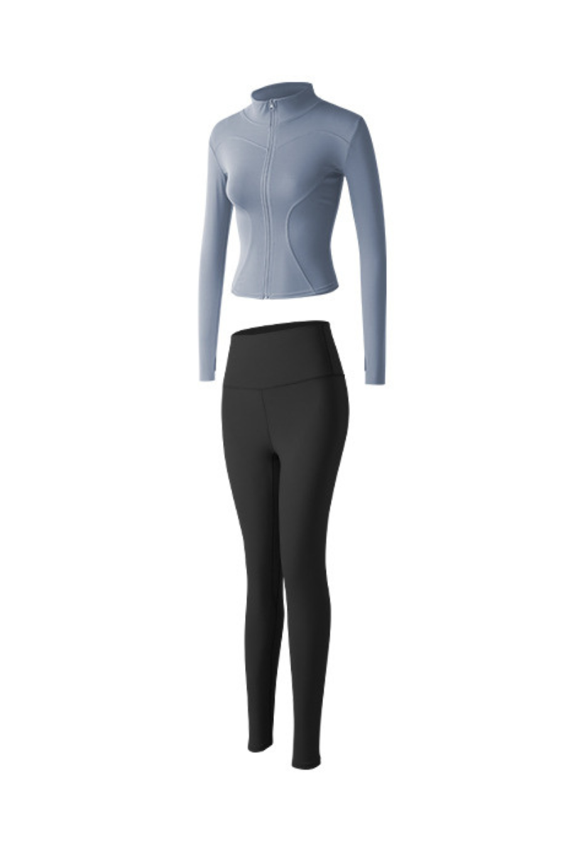 Women's Athletic Sets:Stand Collar Jacket And Leggings