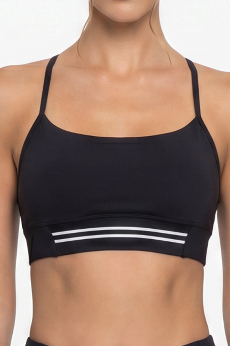 Women's Contrast Strip Adjustable Breathable Sports Bra