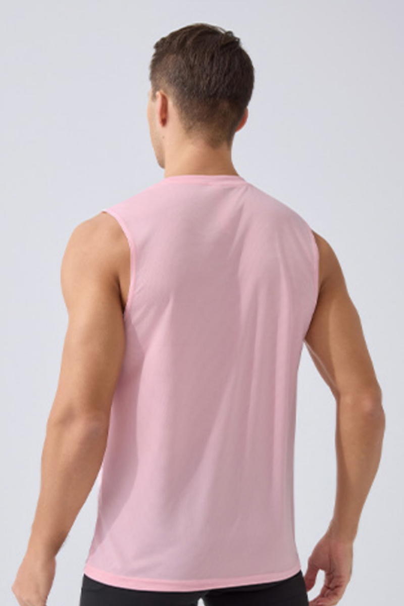 Men's Contrast Stitch Dry Crew Neck Sleeveless Tank Top