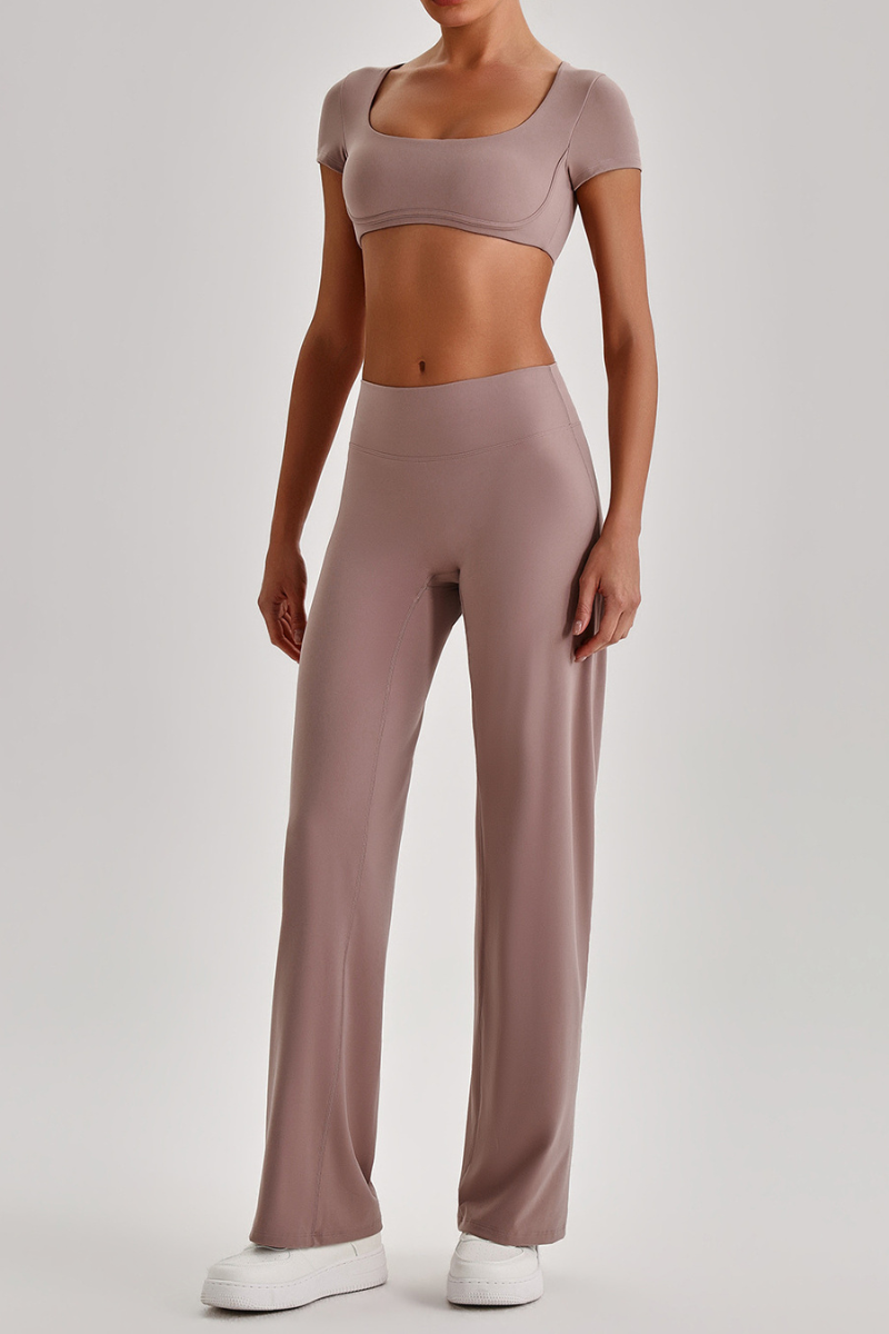 Women's  Quick Dry T-shirt & No Front Seam Yoga Pants Set