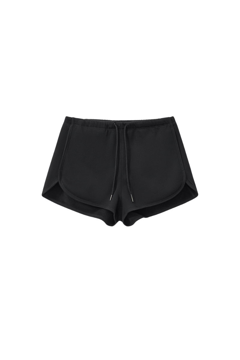 Women's Drawstring Curved Split Side Pocket Sports Shorts