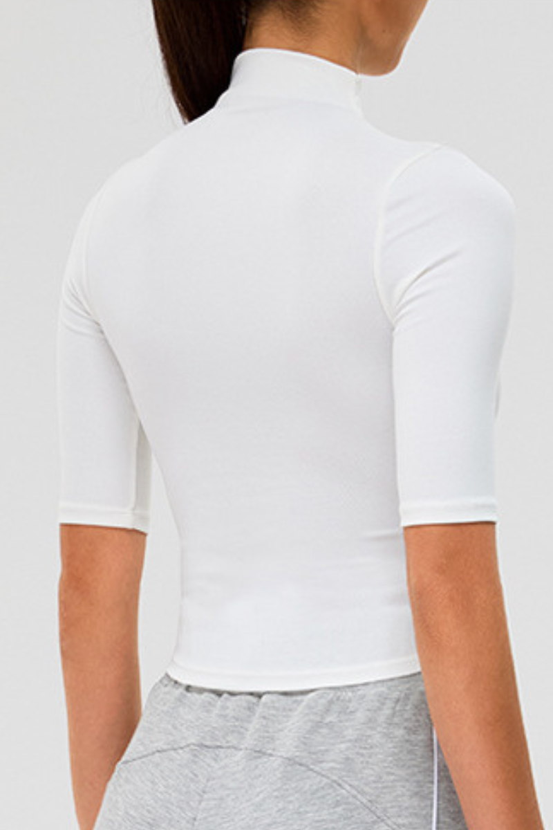 Women's High-Neck Mid-Sleeve Quick-Dry Slim-Fit Yoga Top