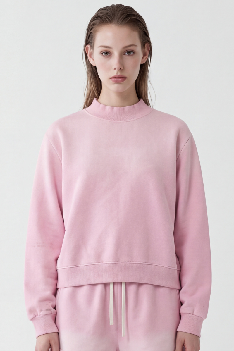 Women's Fall Fleece Vintage Gradient Mock Neck Sweatshirt