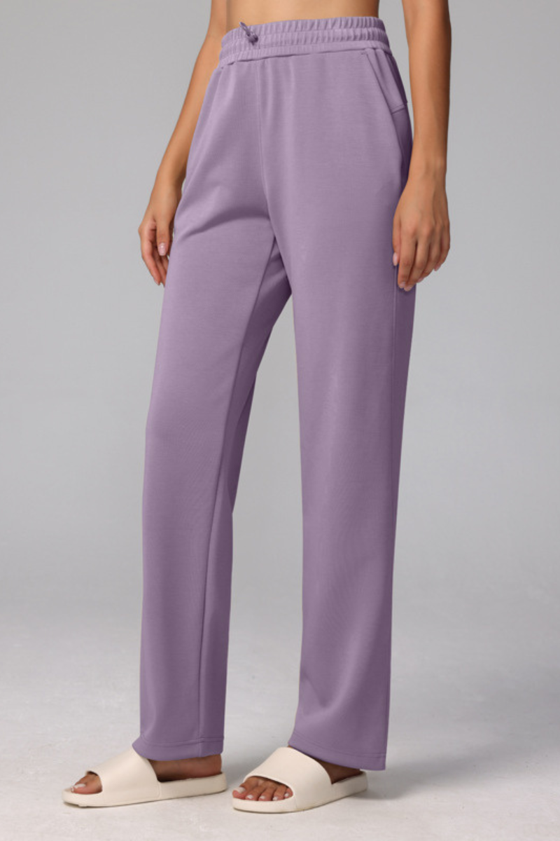 Women's Modal Air Layer Solid Sports Straight-Leg Pants