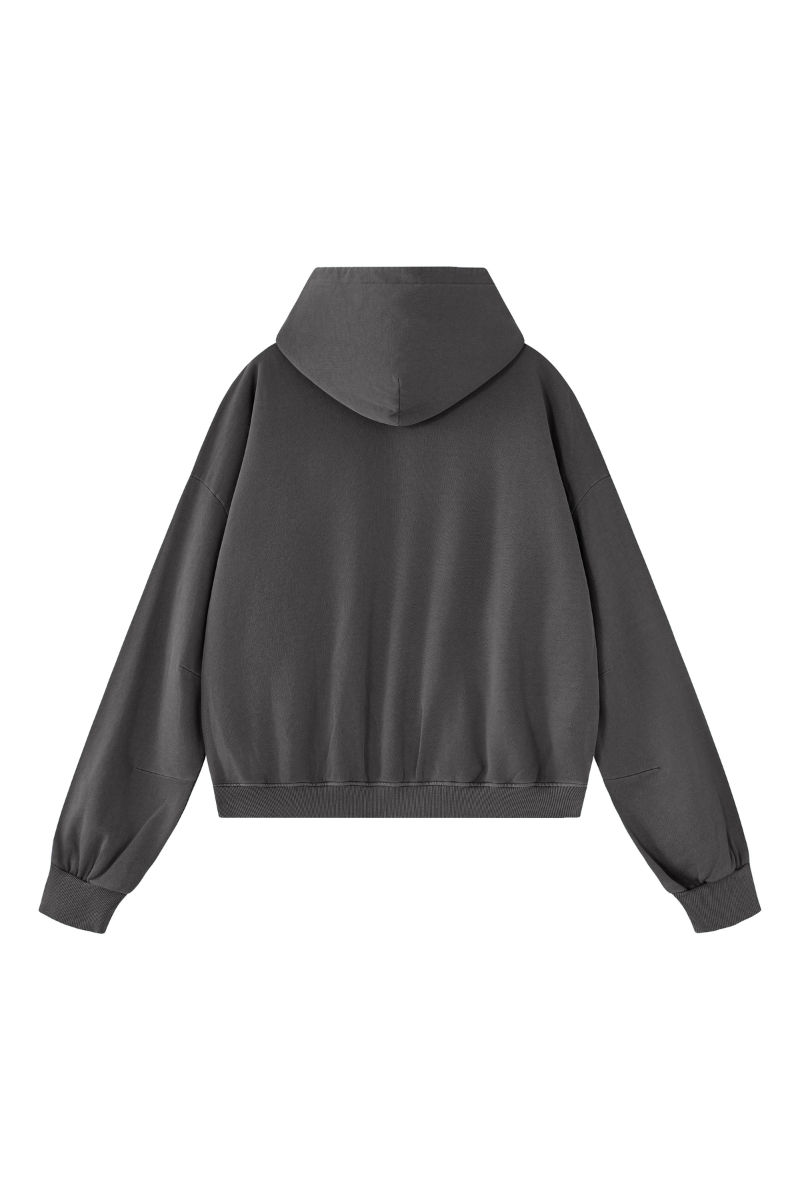 Unisex Fall 100% Cotton 360G Boxy Cropped Two‑Way Zip Jacket