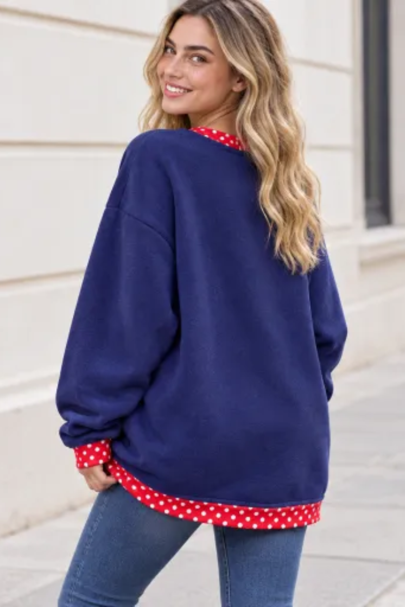 Women's Fall Letter Appliqué Embroidery Mockneck Sweatshirt