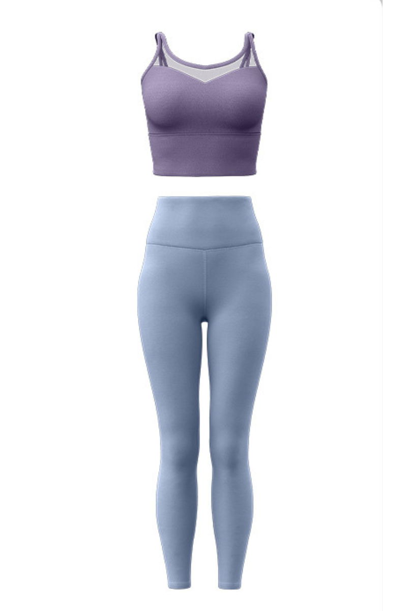 Women's Athletic Sets:Mesh Panel Bra And High Waist Leggings