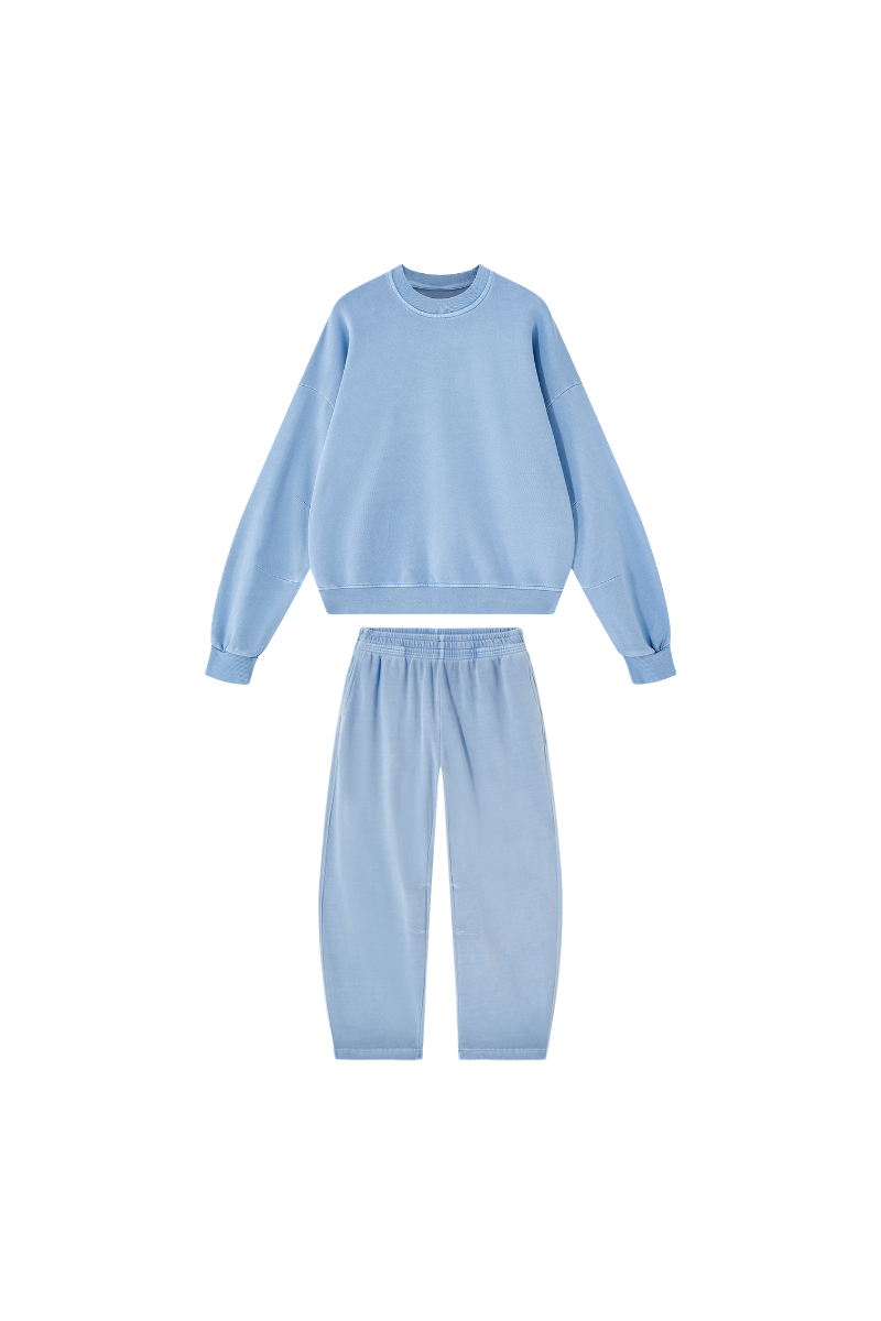 Men's Fall 100% Cotton Set:Solid Pullover And Sweatpants