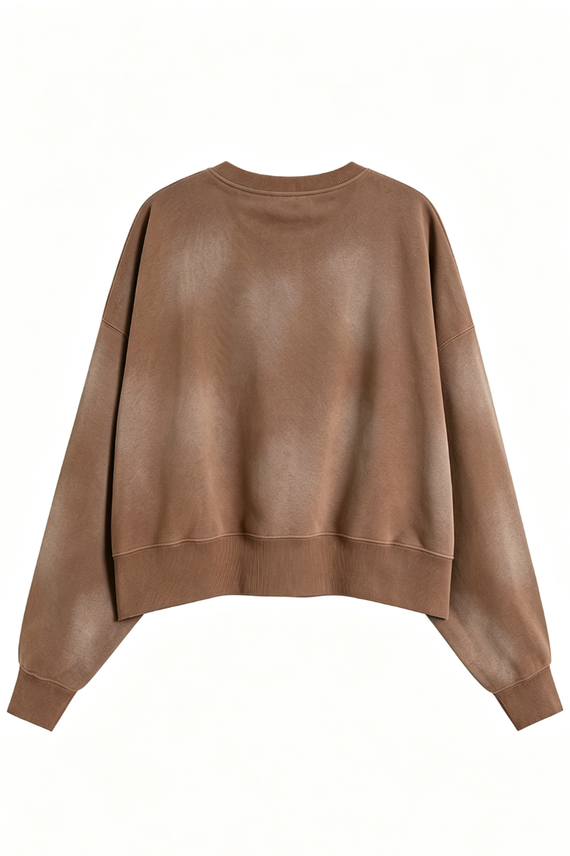 Women's Fall Vintage Gradient Cropped Crew Neck Sweatshirt