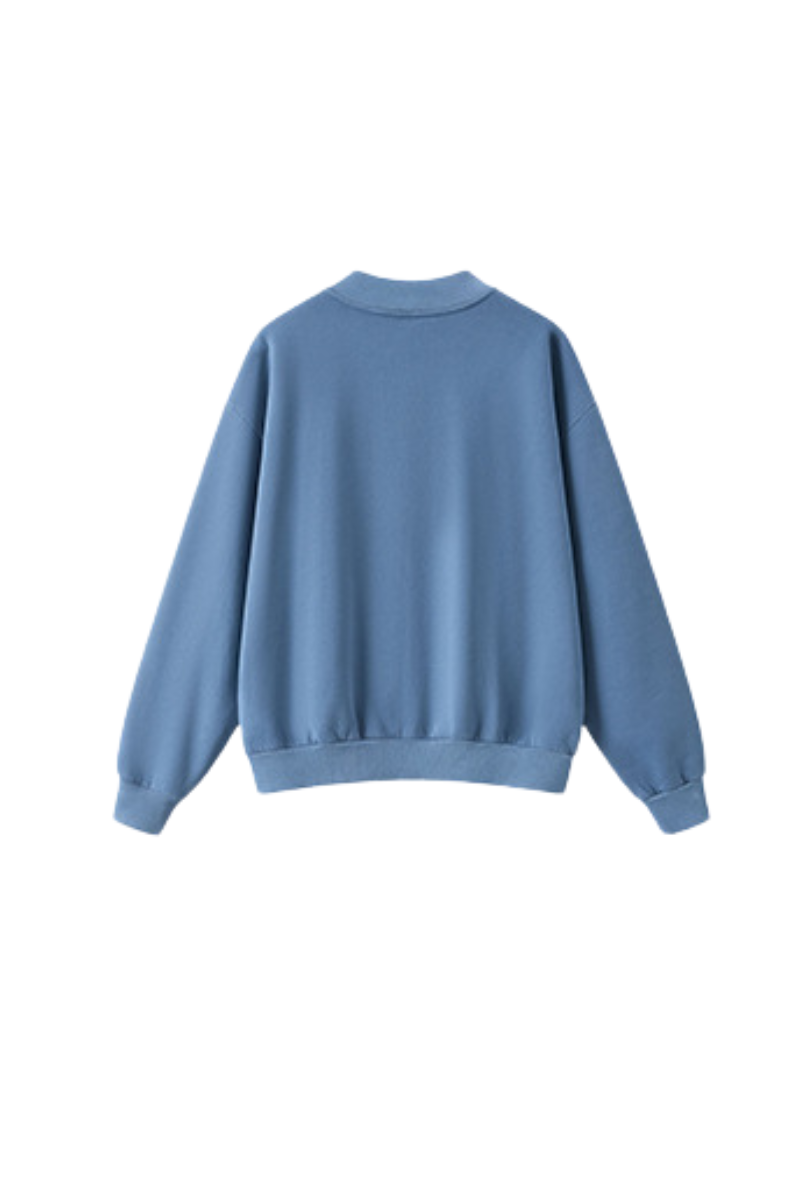 Unisex Fall Vintage Washed Fleece Quarter Zip Sweatshirt