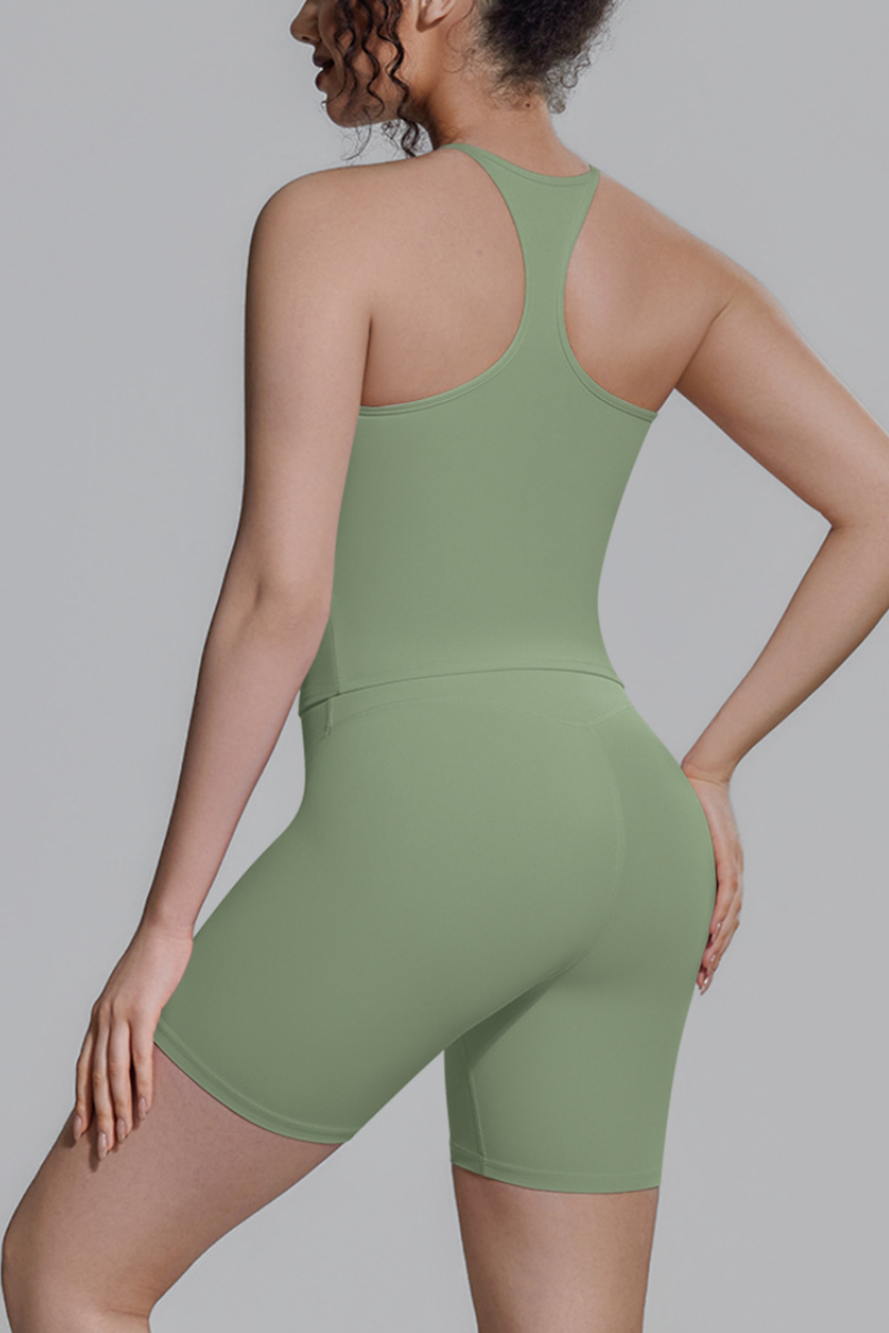 Women's Athletic Sets:Racerback Tank Top And Shorts