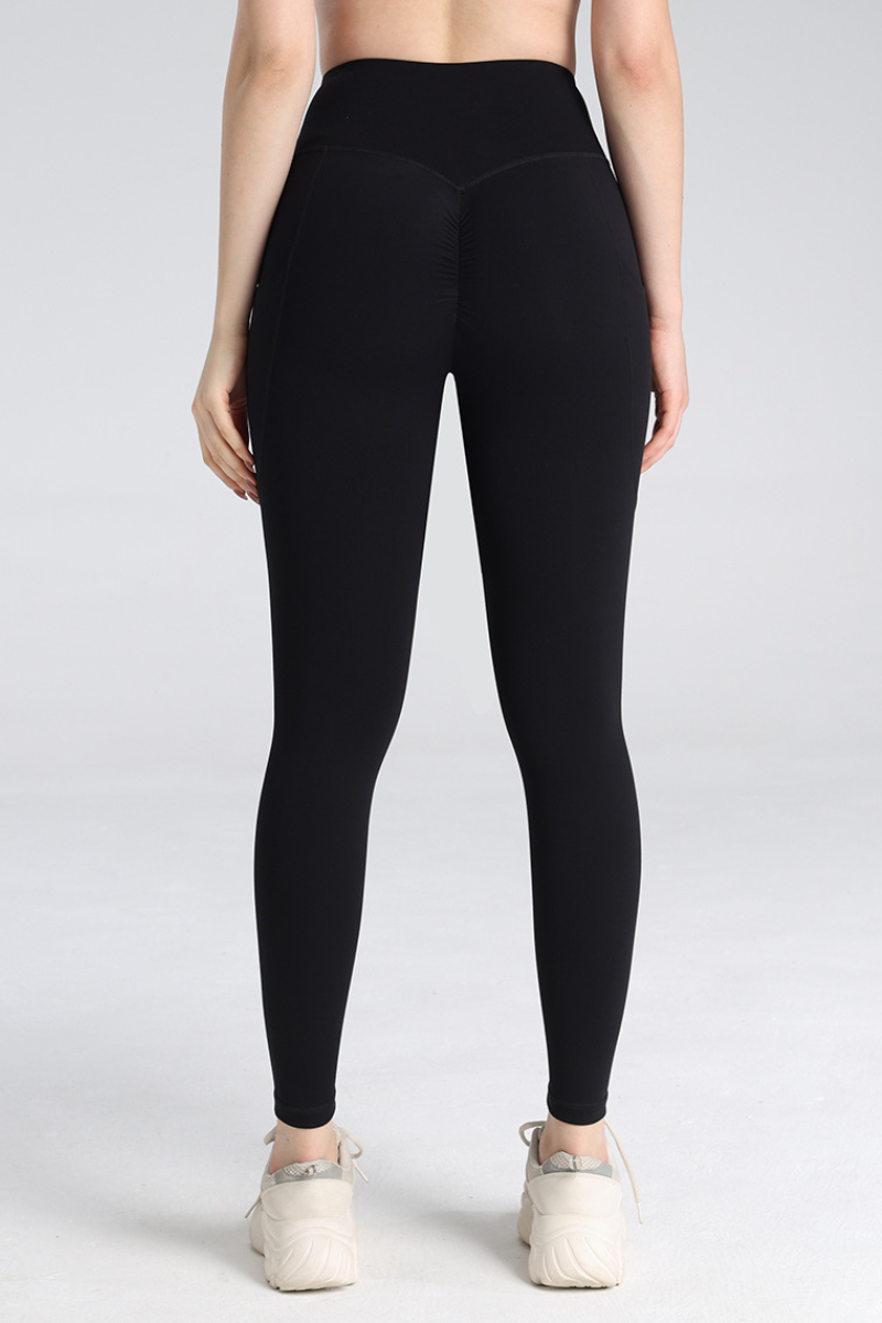 Women's High Waist Pleated Buttock Lift Pocket Yoga Leggings