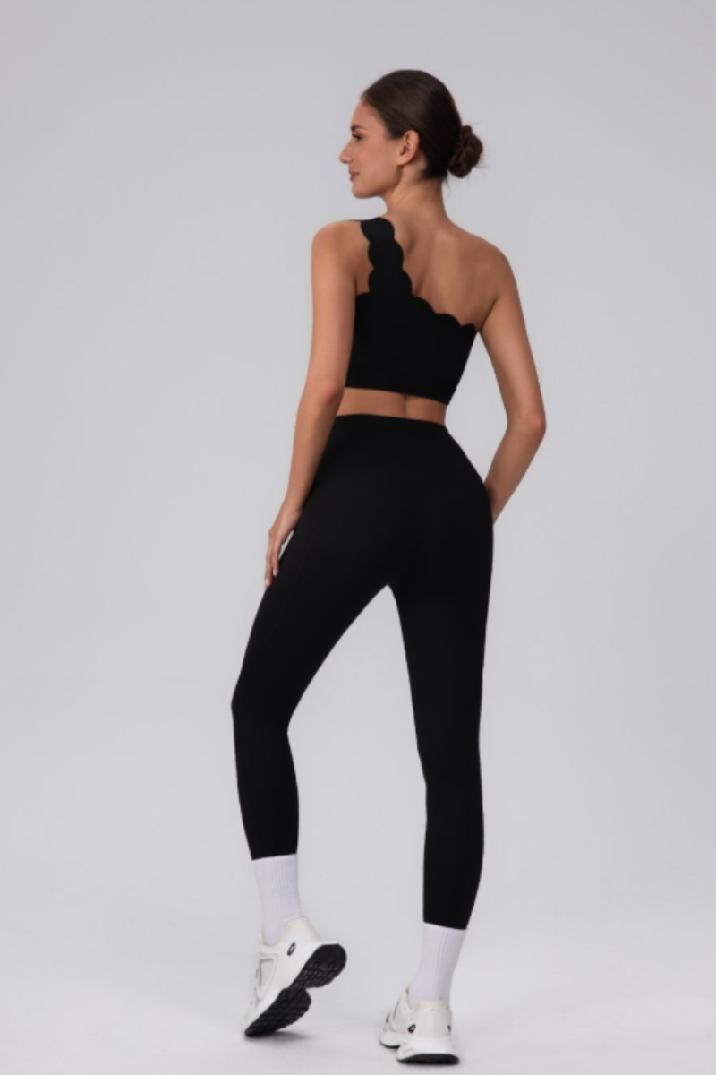 Women's Asymmetric One-Shoulder Bra & V-Waist Leggings Set