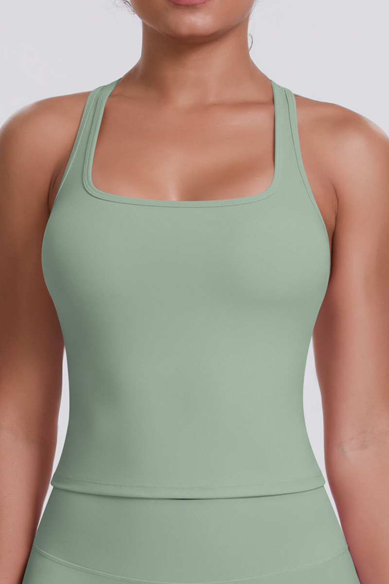 Women's Brushed Solid Racerback Sports Yoga Tank Top