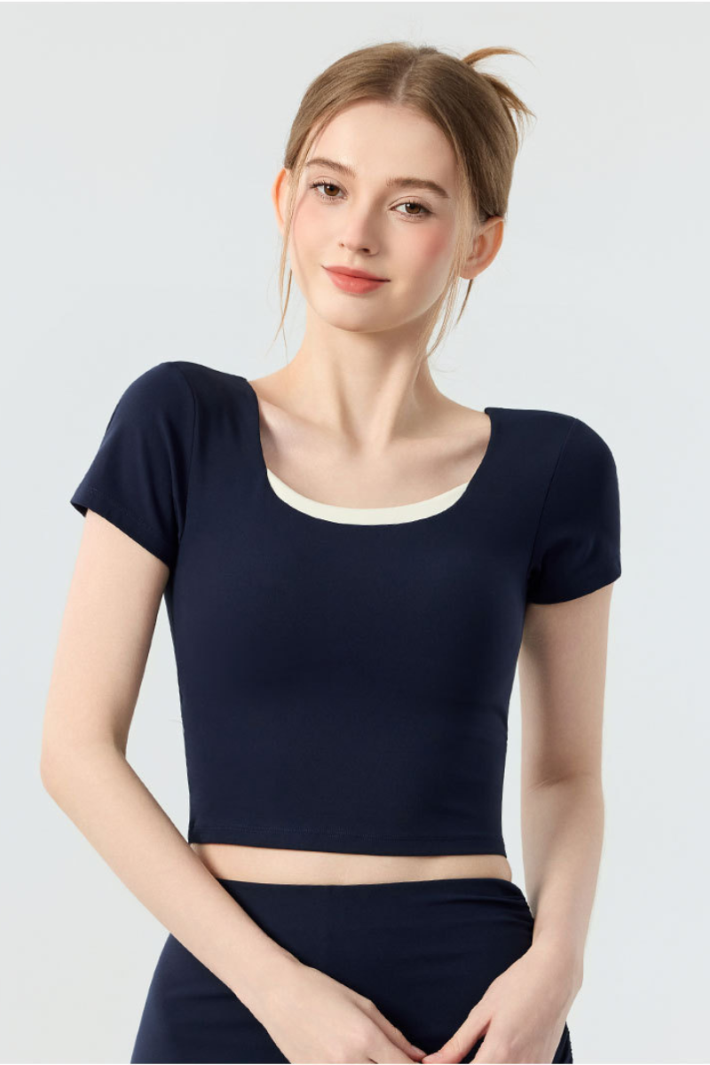 Women's Bow Cutout Back Padded Naked Feel Yoga T-shirt