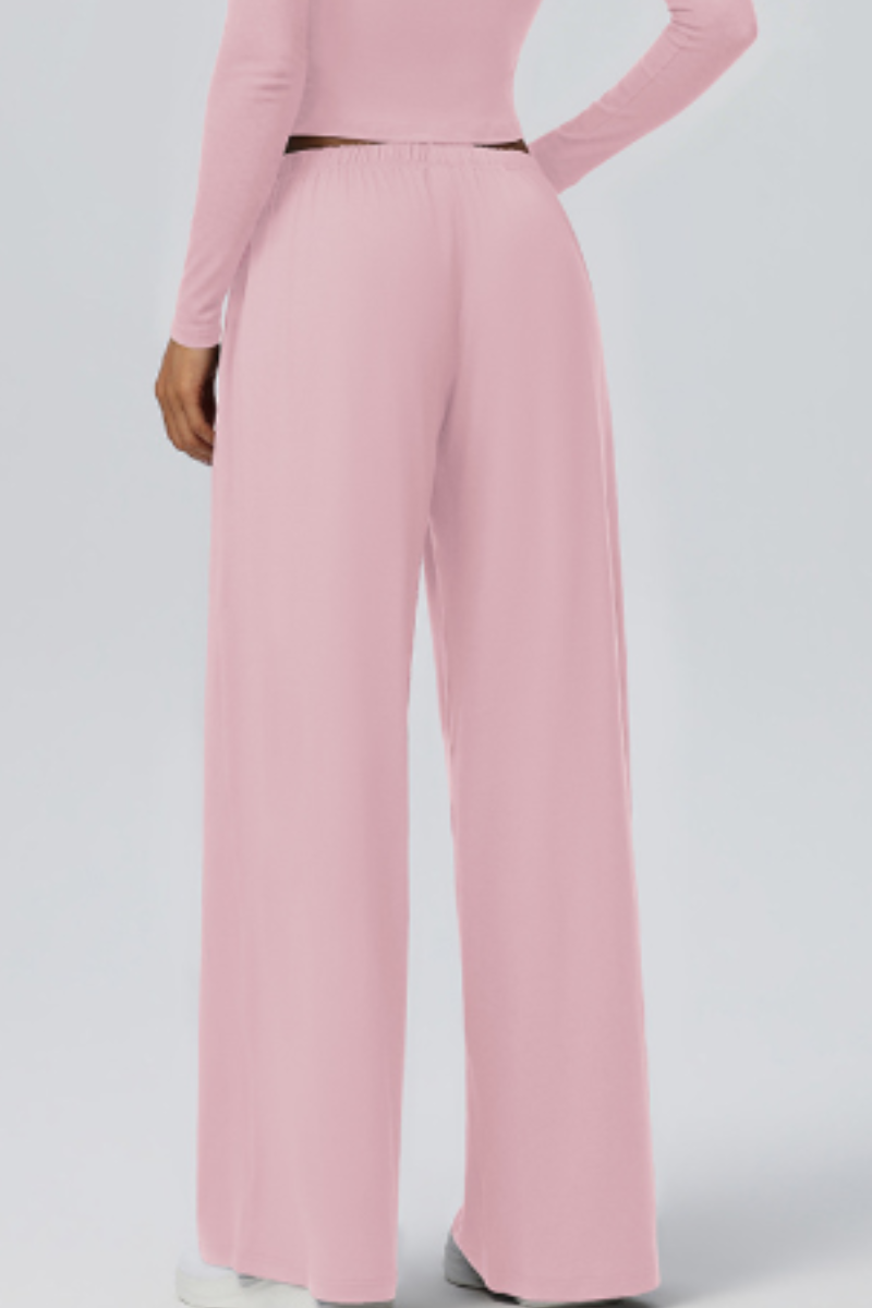 Women's Drawstring High Waist Drape Wide Leg Casual Pants
