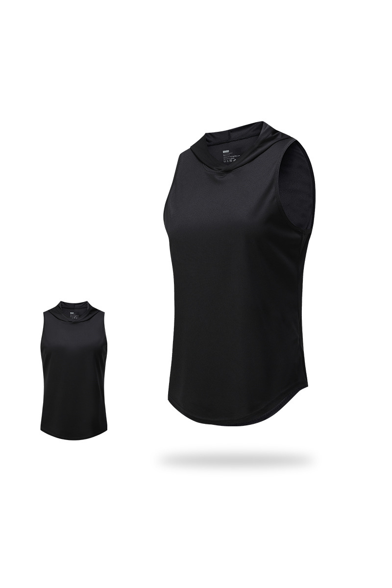 Women's Hooded Curved Hem Mesh Quick Dry Athletic Tank Top