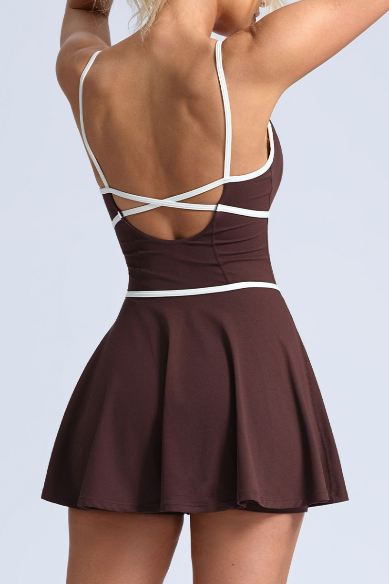 Women's Crisscross Back Thin Strap Athletic Mini Dress