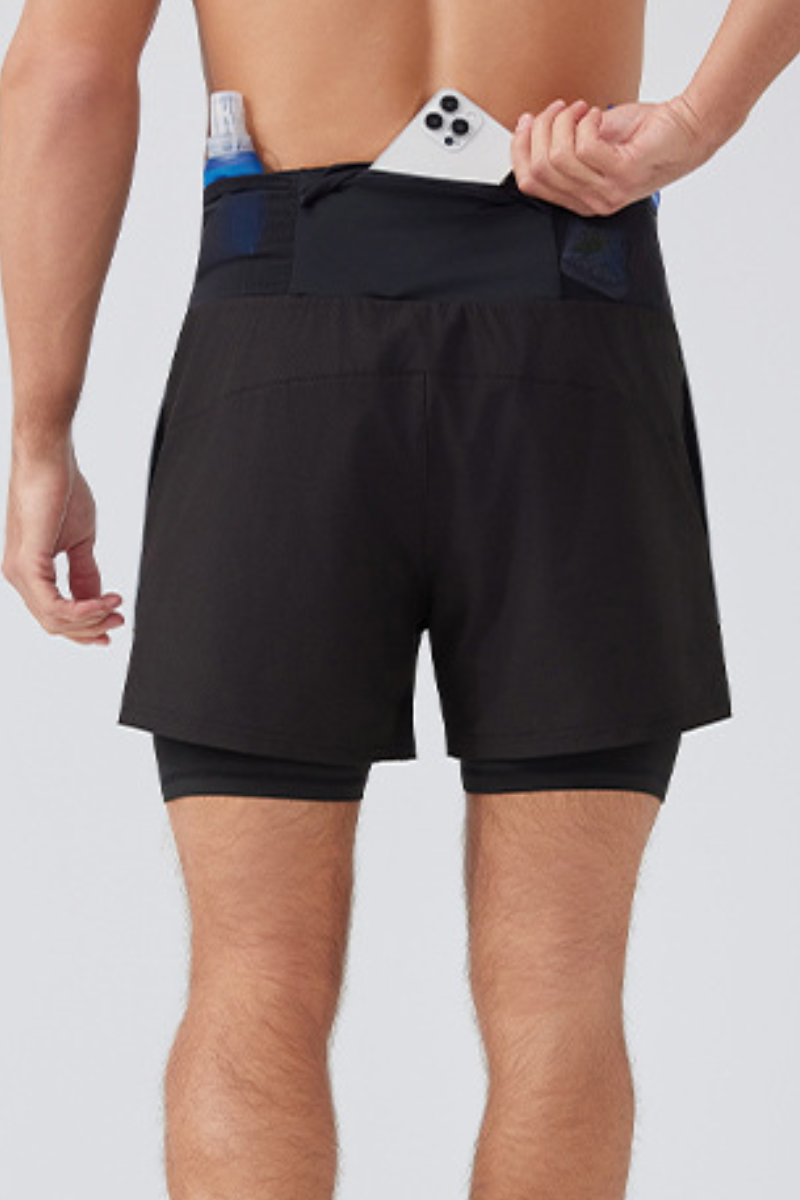 Men's Double Layer 2-in-1 Shorts with Waist Storage Pockets
