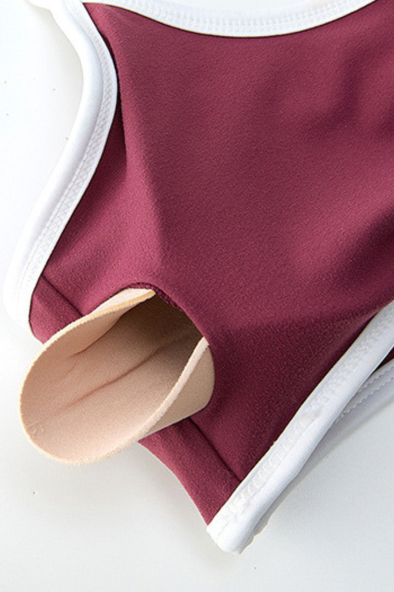Women's Athletic Color-Block U-neck Adjustable Straps Bra