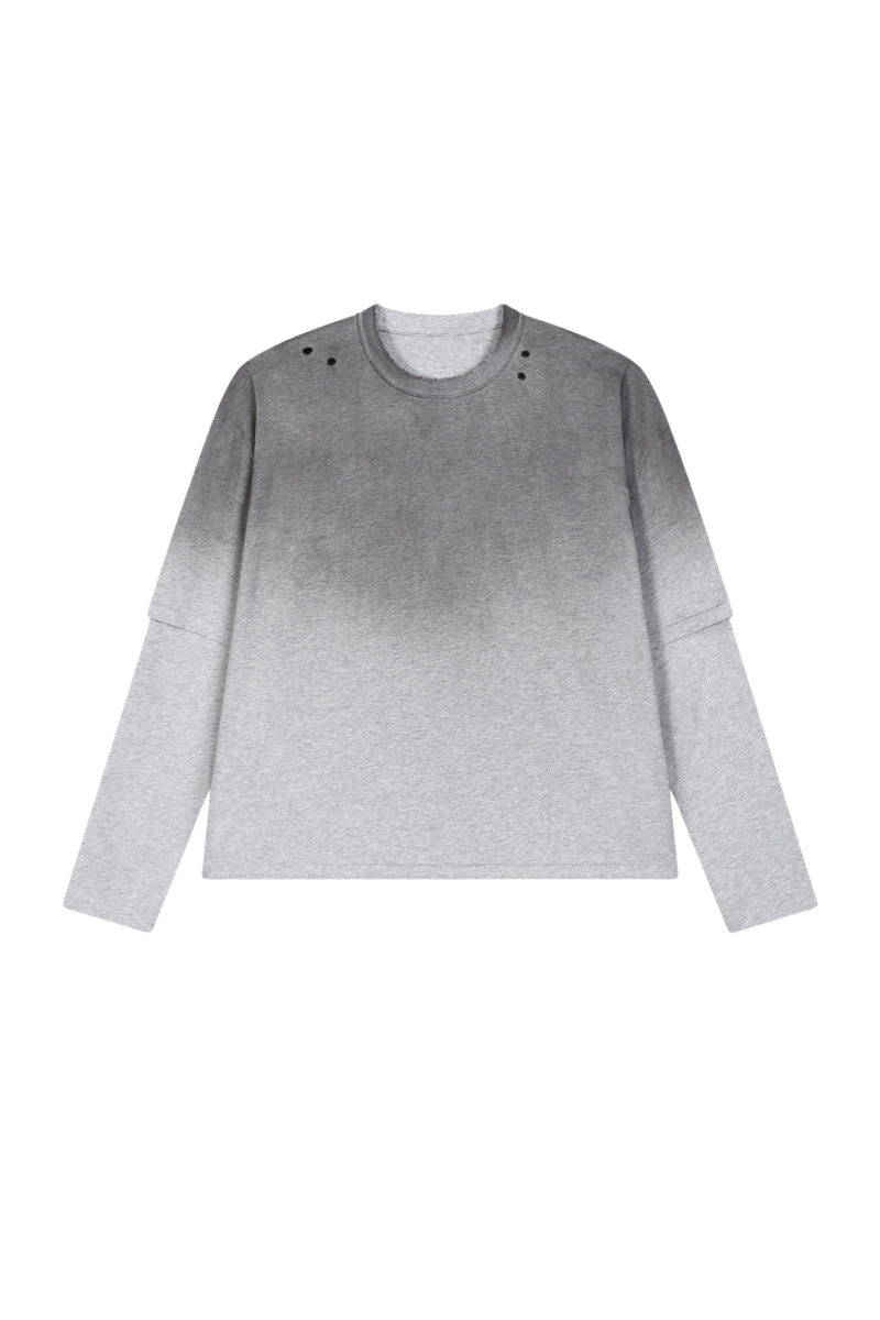 Men's 100% cotton Vintage Wash Gradient Relaxed Pullover