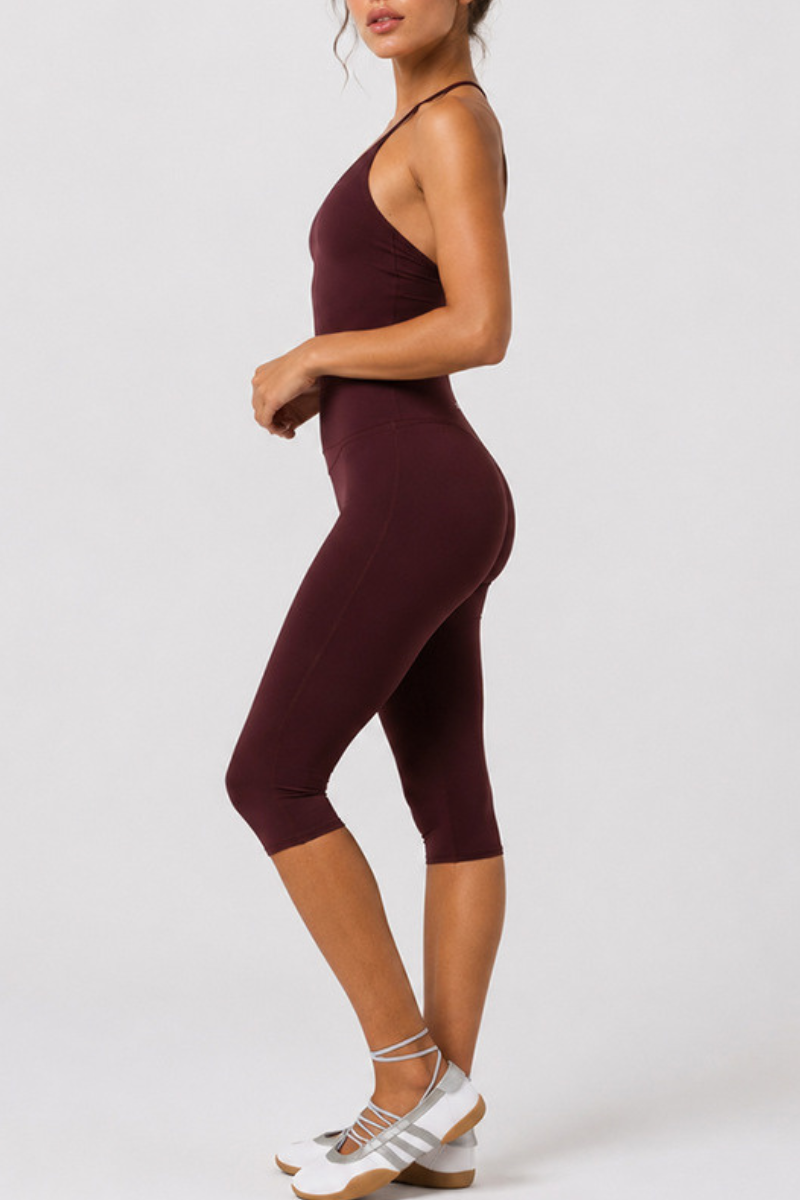 Women's Adjustable Halter Tank Top And Capri Yoga Set