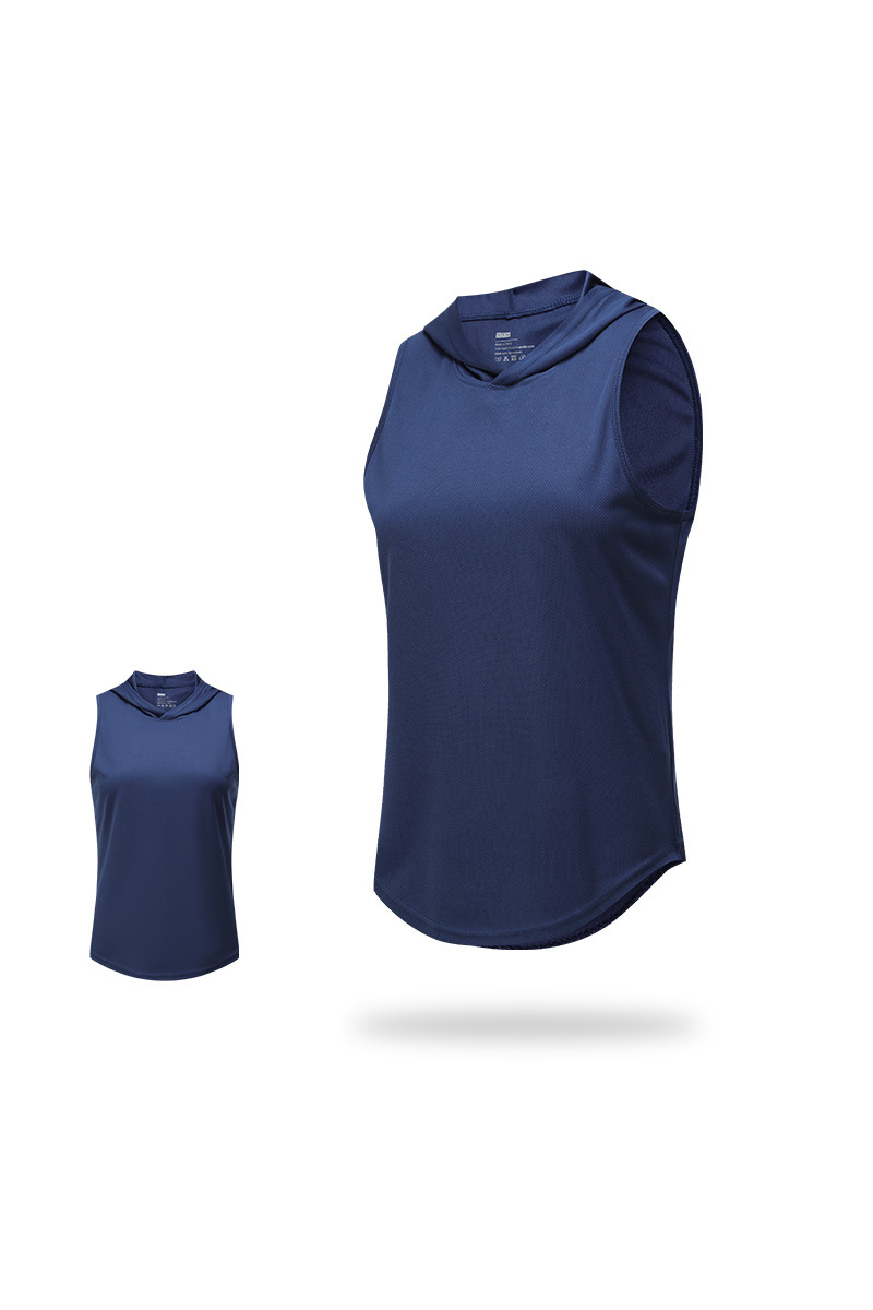 Women's Hooded Curved Hem Mesh Quick Dry Athletic Tank Top